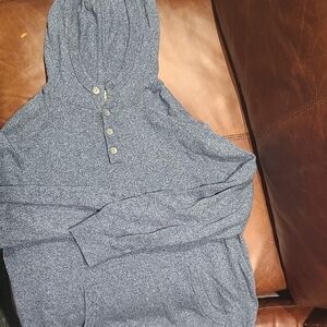 L.L. Bean Heathered Blue Hooded Mens Sweatshirt Sweater